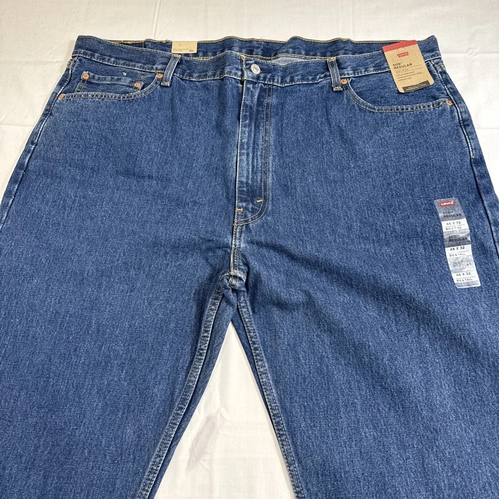 JEANS STRAIGHT Levi's 505 Regular MENS 46X32 DARK BLUE WASH NWT
